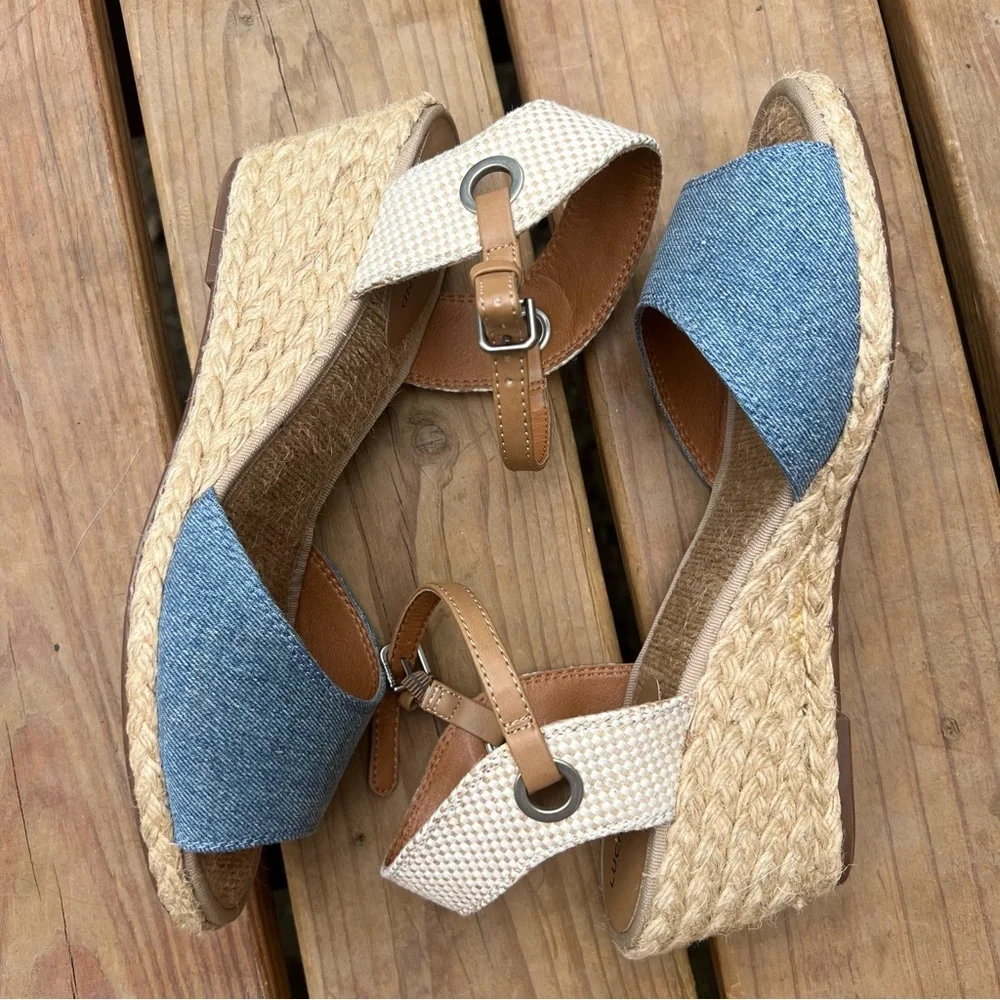 Lucky Brand wedge denim ankle strap sandal